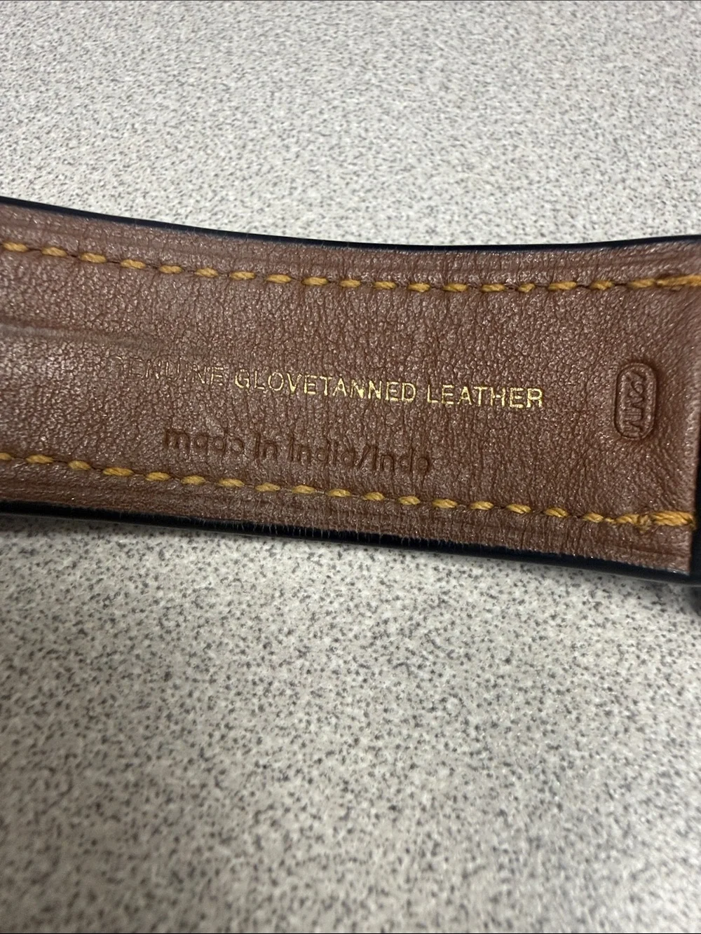 Rare Coach Black Leather Rexy 42mm Apple Watch Strap with Yellow Stitching